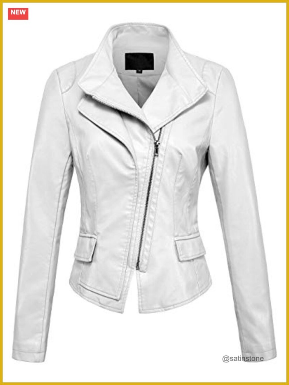 Slim Faux Leather Biker Jacket with Asymmetrical Zipper